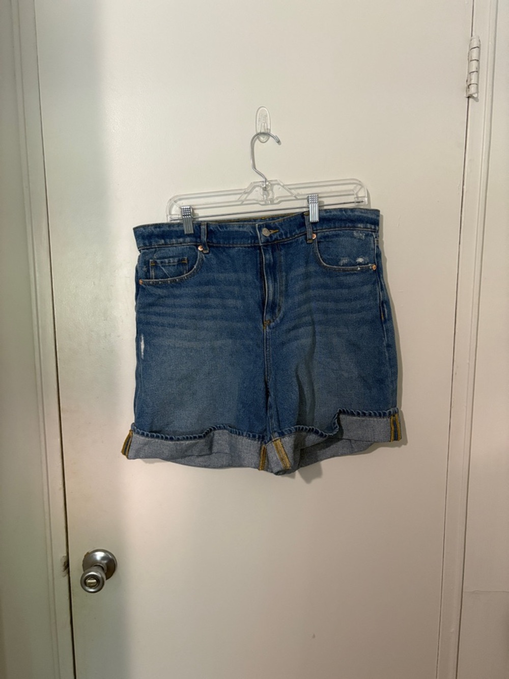 LOFT Dark Blue Rolled-Hem Denim Shorts